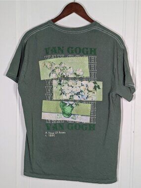 Pierce Archive Van Gogh A Vase Of Roses T- Shirt Unisex Size Large Green Artist